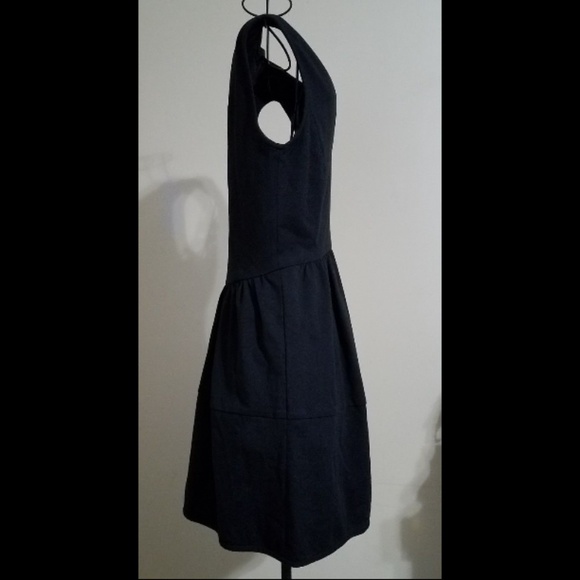 Tibi Ponte V Neck Black Dress Sleeveless Pockets - Picture 4 of 8